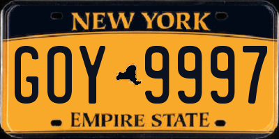 NY license plate GOY9997