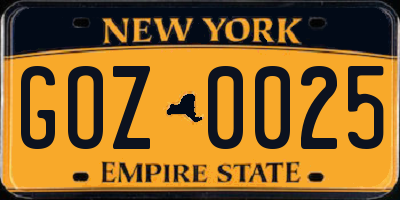 NY license plate GOZ0025