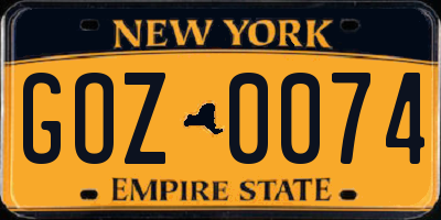 NY license plate GOZ0074