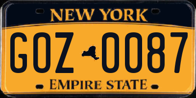 NY license plate GOZ0087