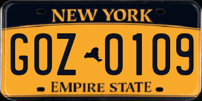 NY license plate GOZ0109