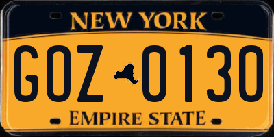 NY license plate GOZ0130