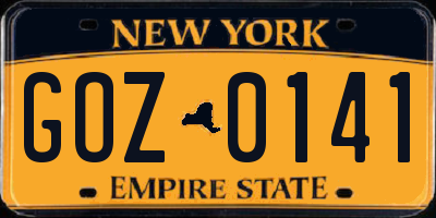 NY license plate GOZ0141