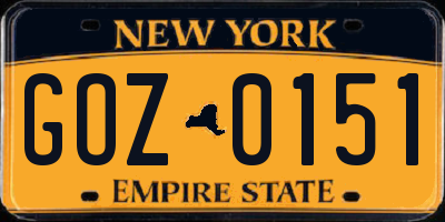 NY license plate GOZ0151