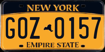 NY license plate GOZ0157