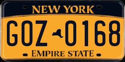 NY license plate GOZ0168