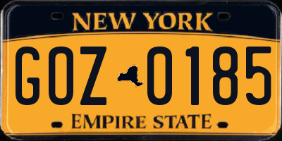 NY license plate GOZ0185