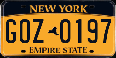 NY license plate GOZ0197