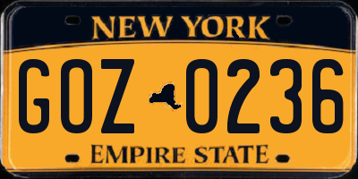 NY license plate GOZ0236