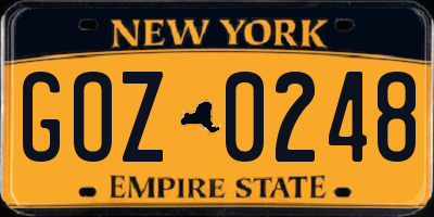 NY license plate GOZ0248