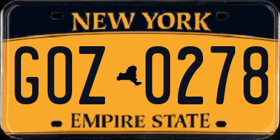 NY license plate GOZ0278