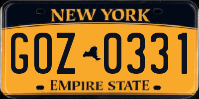 NY license plate GOZ0331