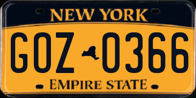 NY license plate GOZ0366
