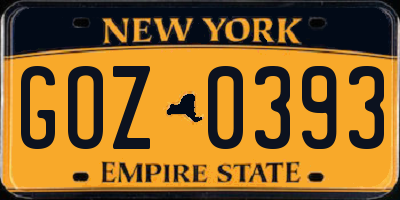NY license plate GOZ0393