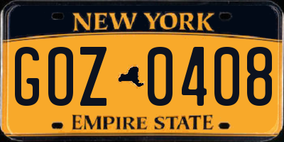 NY license plate GOZ0408