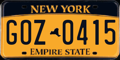 NY license plate GOZ0415