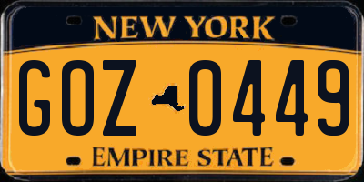 NY license plate GOZ0449
