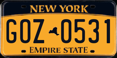 NY license plate GOZ0531