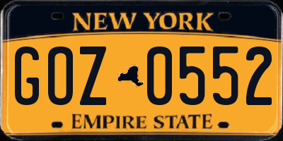 NY license plate GOZ0552