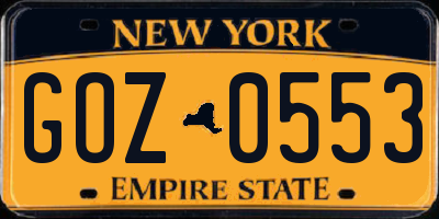 NY license plate GOZ0553
