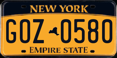 NY license plate GOZ0580