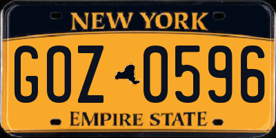 NY license plate GOZ0596