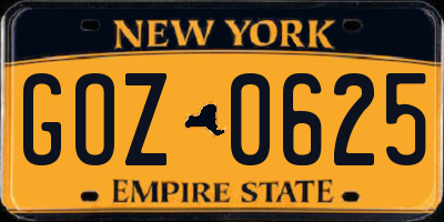 NY license plate GOZ0625