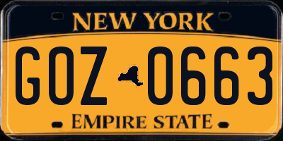 NY license plate GOZ0663