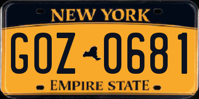 NY license plate GOZ0681