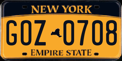 NY license plate GOZ0708