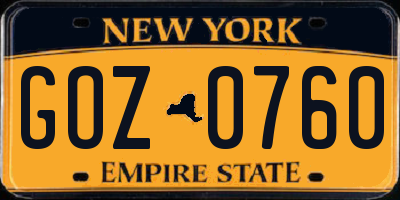 NY license plate GOZ0760