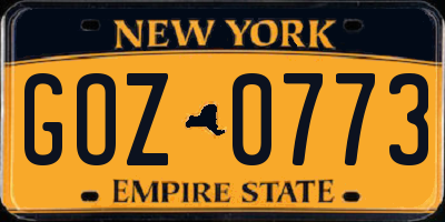 NY license plate GOZ0773