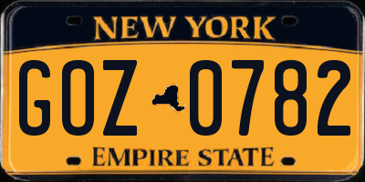 NY license plate GOZ0782