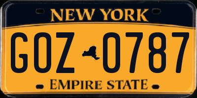 NY license plate GOZ0787