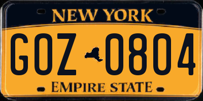 NY license plate GOZ0804