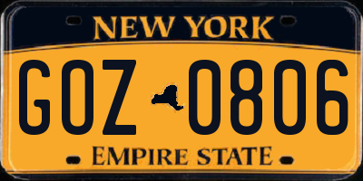 NY license plate GOZ0806