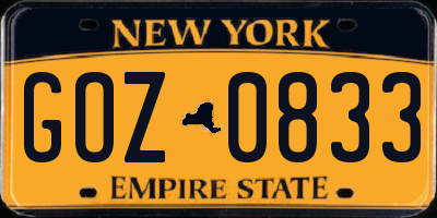 NY license plate GOZ0833
