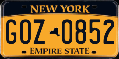 NY license plate GOZ0852