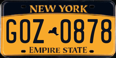 NY license plate GOZ0878