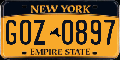 NY license plate GOZ0897