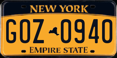 NY license plate GOZ0940