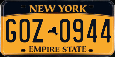 NY license plate GOZ0944
