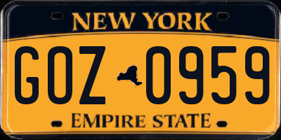 NY license plate GOZ0959