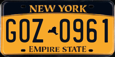 NY license plate GOZ0961
