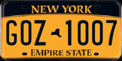 NY license plate GOZ1007