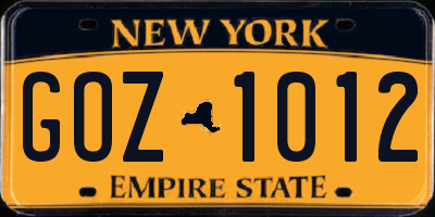NY license plate GOZ1012