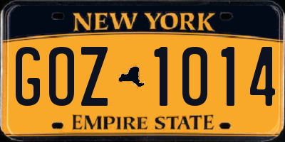 NY license plate GOZ1014