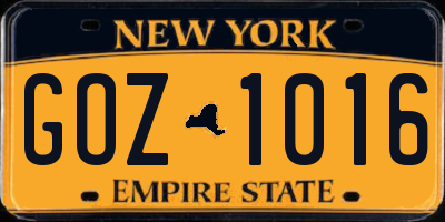 NY license plate GOZ1016
