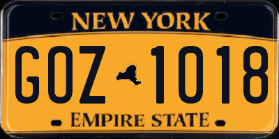 NY license plate GOZ1018