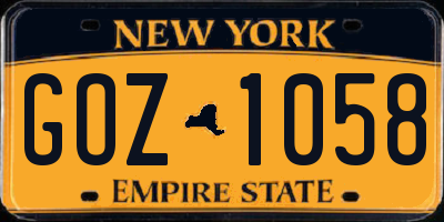 NY license plate GOZ1058